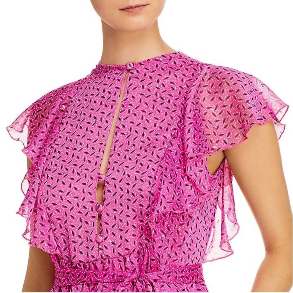 Sabina Musáyev Riviera Pink Tiered Printed Maxi Dress Size M - Picture 6 of 16